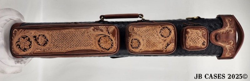 4x8 Black Gator Embossed Leather With Tooling