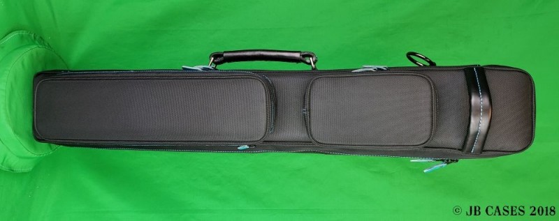3X6 Black Butterfly Case with Teal Stitching and Zipper Pulls