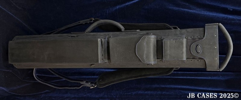 3x6 Black Leather Case with Purple Stitching 